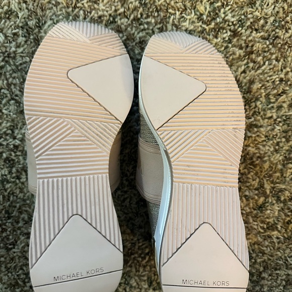 Michael Kors Silver Pink Sparkly Luxe Slip On Sneakers - Picture 4 of 10